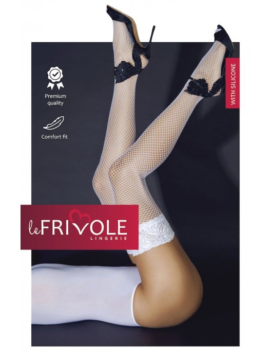 Чулки в сетку с ажурной резинкой на силиконе - Le Frivole купить с доставкой