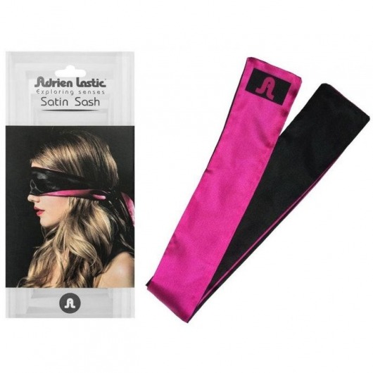 Черно-розовая атласная повязка на глаза Satin Sash - Adrien Lastic - купить с доставкой в Санкт-Петербурге
