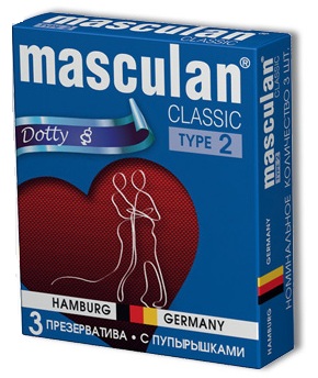 Розовые презервативы Masculan Classic Dotty с пупырышками - 3 шт. - Masculan - купить с доставкой в Санкт-Петербурге