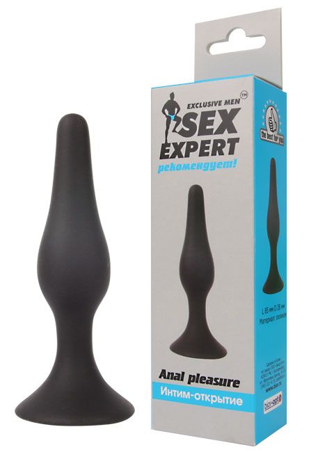 Чёрная анальная втулка Sex Expert - 10 см. - Sex Expert