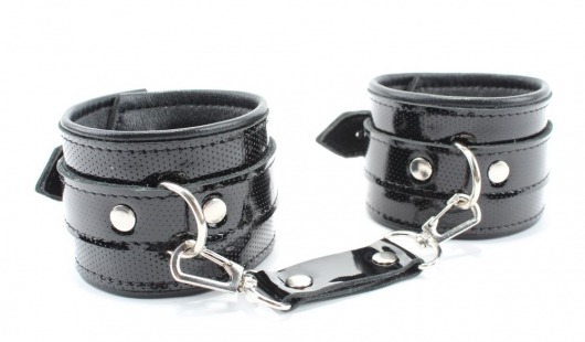 Кожаные лаковые наручники - БДСМ Арсенал - купить с доставкой в Санкт-Петербурге