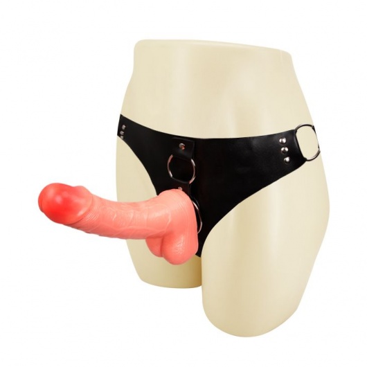 Реалистичный фаллос телесного цвета на трусиках Sex Partner - 18 см. - Bior toys - купить с доставкой в Санкт-Петербурге