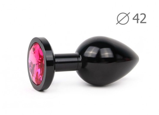 Коническая черная анальная втулка с малиновым кристаллом - 9,3 см. - Anal Jewelry Plug - купить с доставкой в Санкт-Петербурге