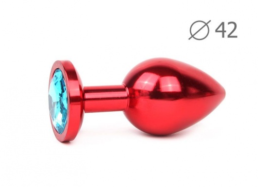 Коническая красная анальная втулка с голубым кристаллом - 9,3 см. - Anal Jewelry Plug - купить с доставкой в Санкт-Петербурге