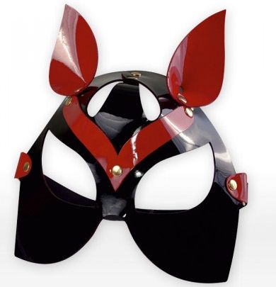 Черно-красная маска кошки из лаковой кожи - Sitabella - купить с доставкой в Санкт-Петербурге
