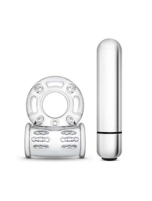 Прозрачное эрекционное виброкольцо 10 Function Vibrating Mega Bull Ring - Blush Novelties - в Санкт-Петербурге купить с доставкой