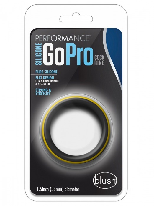 Черно-желтое силиконовое эрекционное кольцо Silicone Go Pro Cock Ring - Blush Novelties - в Санкт-Петербурге купить с доставкой