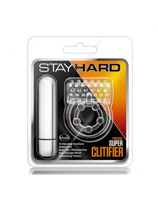 Прозрачное эрекционное виброкольцо Vibrating Super Clitifier - Blush Novelties - в Санкт-Петербурге купить с доставкой