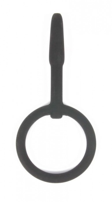 Черный уретральный силиконовый плаг с колечком-ограничителем - 4,5 см. - Bior toys - купить с доставкой в Санкт-Петербурге