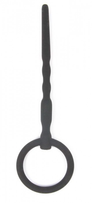 Чёрный уретральный стимулятор с колечком-ограничителем - 9,5 см. - Bior toys - купить с доставкой в Санкт-Петербурге