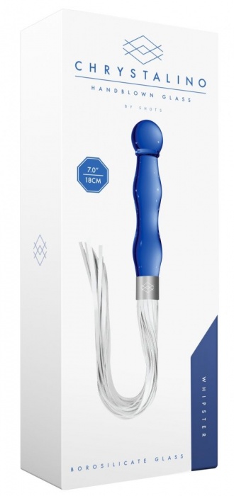 Синий анальный стимулятор-плеть Whipster с белыми хвостами - Shots Media BV - купить с доставкой в Санкт-Петербурге