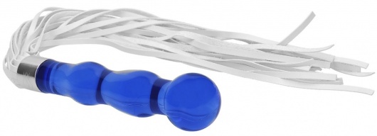 Синий анальный стимулятор-плеть Whipster с белыми хвостами - Shots Media BV - купить с доставкой в Санкт-Петербурге