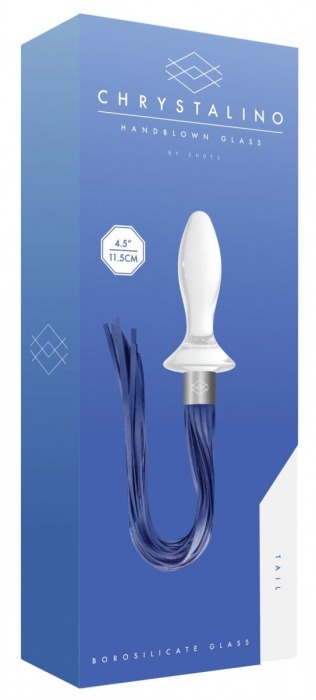 Белая анальная пробка Tail с синими хвостами - Shots Media BV - купить с доставкой в Санкт-Петербурге