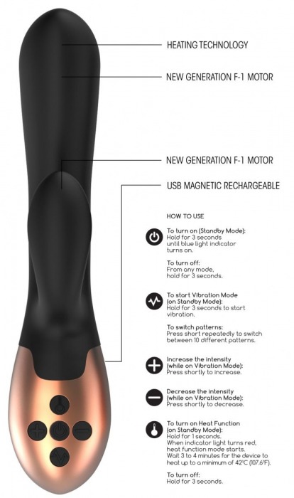 Черный вибратор Exquisite с подогревом - 20,5 см. - Shots Media BV