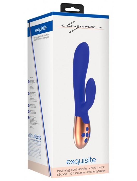 Синий вибратор Exquisite с подогревом - 20,5 см. - Shots Media BV