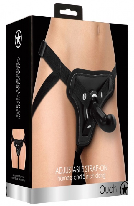 Черный поясной страпон с загнутым кончиком - 13 см. - Shots Media BV - купить с доставкой в Санкт-Петербурге