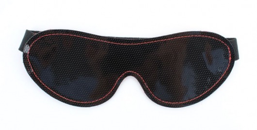 Чёрная перфорированная маска из кожи с красной строчкой - БДСМ Арсенал - купить с доставкой в Санкт-Петербурге