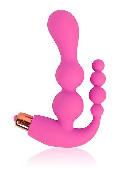 Розовый анально-вагинальный вибратор - 20 см. - Bior toys