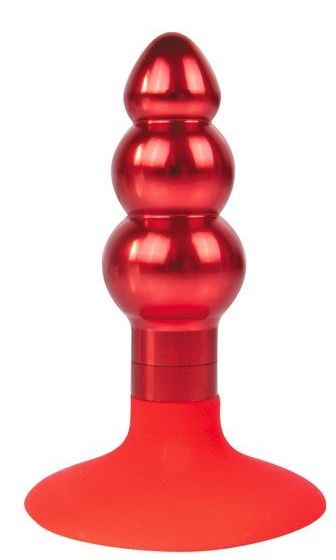Красная анальная пробка-елочка с круглым ограничителем - 9 см. - Bior toys