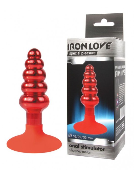 Красная анальная пробка-елочка с круглым ограничителем - 10 см. - Bior toys