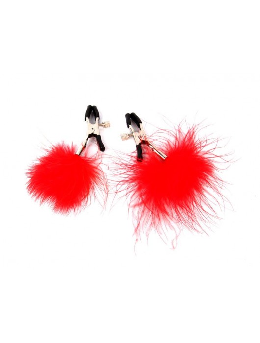 Металлические зажимы на соски с красным пушком - Bior toys - купить с доставкой в Санкт-Петербурге