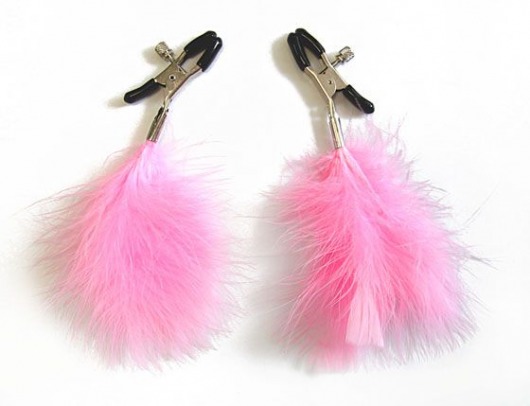 Металлические зажимы на соски с розовым пушком - Bior toys - купить с доставкой в Санкт-Петербурге