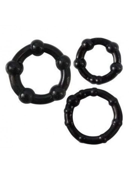 Набор из трех черных эрекционных колец Sex Expert - Bior toys - в Санкт-Петербурге купить с доставкой