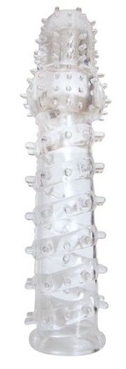 Закрытая прозрачная рельефная насадка с шипиками Crystal sleeve - 13,5 см. - Erowoman-Eroman - в Санкт-Петербурге купить с доставкой