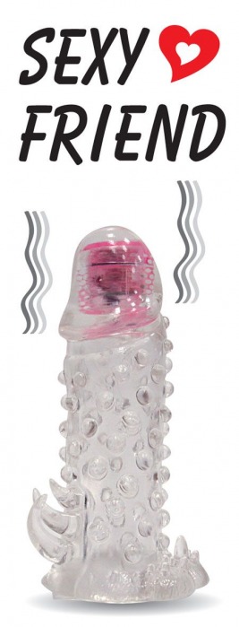 Закрытая прозрачная вибронасадка на пенис Sexy Friend - 13,5 см. - Bior toys - в Санкт-Петербурге купить с доставкой