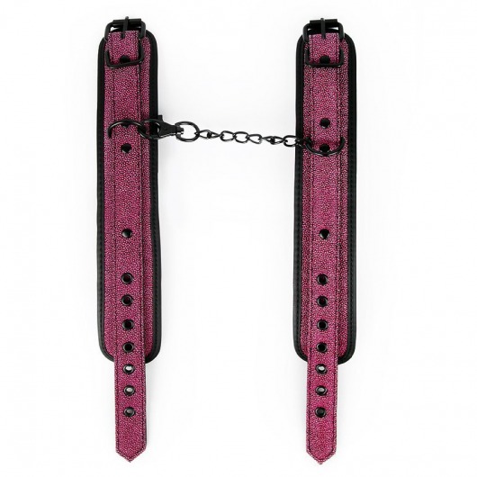 Розово-черные наручники на застежках - Erokay - купить с доставкой в Санкт-Петербурге