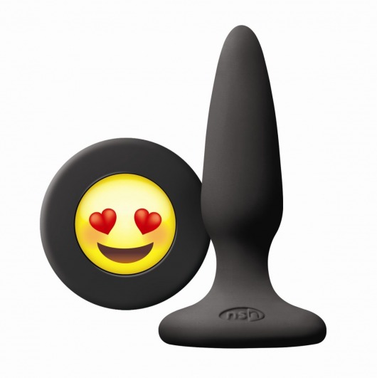 Черная силиконовая пробка Emoji Face ILY - 8,6 см. - NS Novelties - купить с доставкой в Санкт-Петербурге