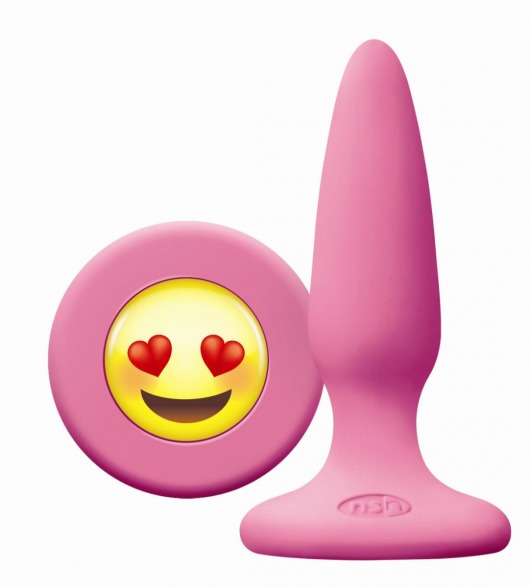 Розовая силиконовая пробка Emoji Face ILY - 8,6 см. - NS Novelties - купить с доставкой в Санкт-Петербурге