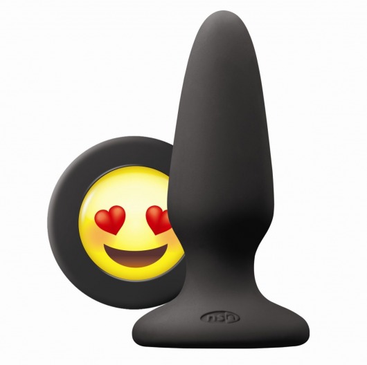 Черная силиконовая пробка среднего размера Emoji ILY - 10,2 см. - NS Novelties - купить с доставкой в Санкт-Петербурге