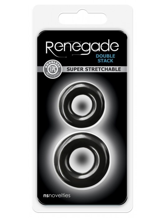 Набор из двух эрекционных колец черного цвета Double Stack - NS Novelties - в Санкт-Петербурге купить с доставкой