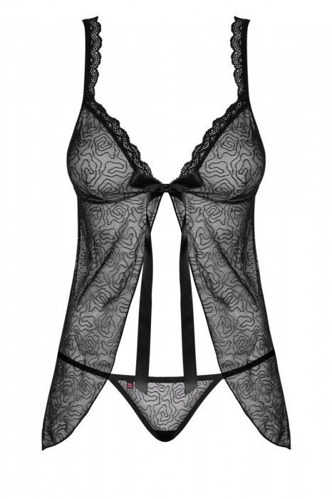 Полупрозрачный беби-долл с атласным бантиком - Obsessive купить с доставкой