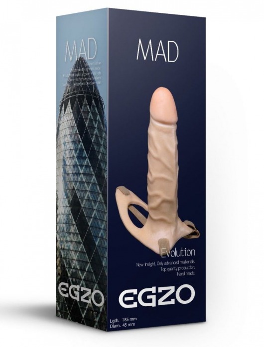 Полый фаллоимитатор MAD на регулируемых ремешках - 18,5 см. - EGZO - купить с доставкой в Санкт-Петербурге