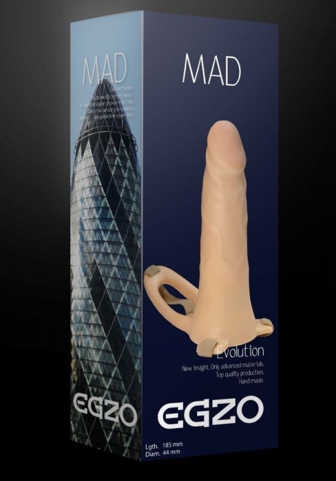 Телесный полый мужской страпон MAD - 18,5 см. - EGZO - купить с доставкой в Санкт-Петербурге