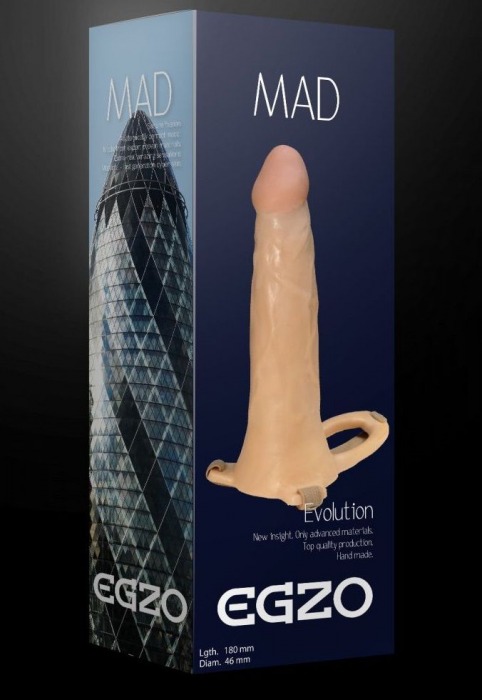 Полый фаллоимитатор MAD на ремешках с подхватом - 18 см. - EGZO - купить с доставкой в Санкт-Петербурге