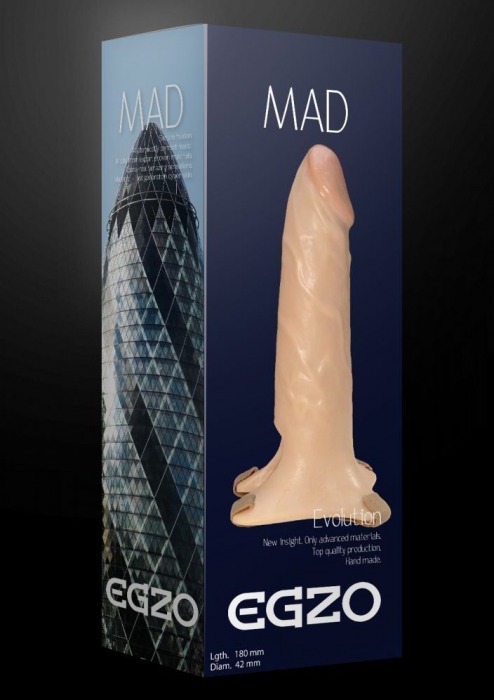 Поясной фаллоимитатор с эластичными ремешками MAD - 18 см. - EGZO - купить с доставкой в Санкт-Петербурге