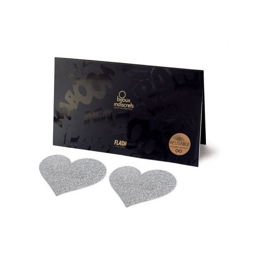 Серебристые пэстисы-сердечки FLASH HEART PASTIES - Bijoux Indiscrets купить с доставкой