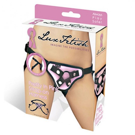 Черно-розовые трусики для страпона - Lux Fetish - купить с доставкой в Санкт-Петербурге