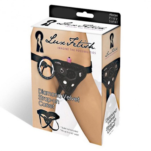 Черные трусики-джоки со шнуровкой для страпона - Lux Fetish - купить с доставкой в Санкт-Петербурге