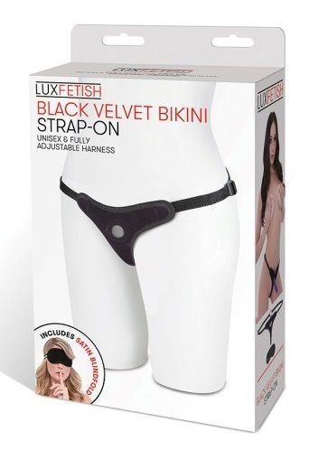 Черные плюшевые трусики для страпона - Lux Fetish - купить с доставкой в Санкт-Петербурге