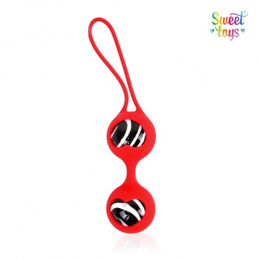 Вагинальные стеклянные шарики в красной силиконовой оболочке со шнурком - Bior toys
