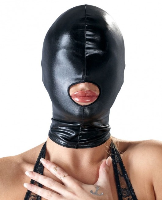 Черная эластичная маска на голову с отверстием для рта - Orion - купить с доставкой в Санкт-Петербурге