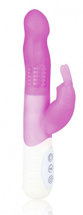 Розовый силиконовый вибратор hi-tech с клиторальным отростком - 21 см. - Erotic Fantasy