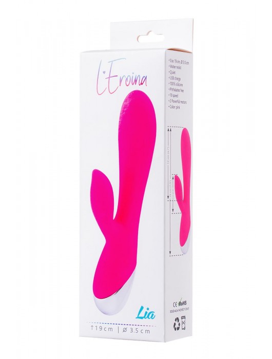 Розовый силиконовый вибратор с клиторальным стимулятором LIA - 19 см. - ToyFa