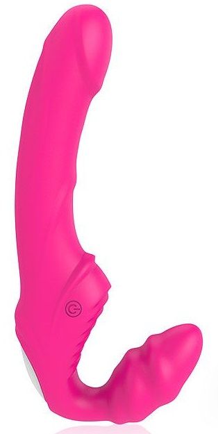 Розовый безремневой страпон с 9 режимами вибрации - Bior toys - купить с доставкой в Санкт-Петербурге