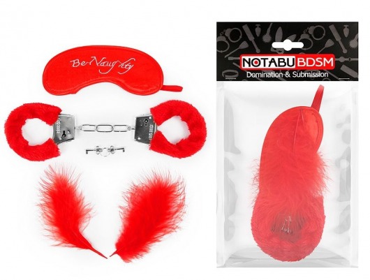 Набор красных БДСМ-аксессуаров из 4 предметов - Notabu - купить с доставкой в Санкт-Петербурге