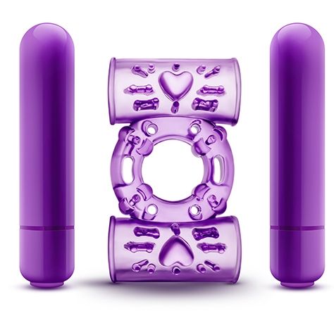 Фиолетовое эрекционное виброкольцо Double Play - Blush Novelties - в Санкт-Петербурге купить с доставкой